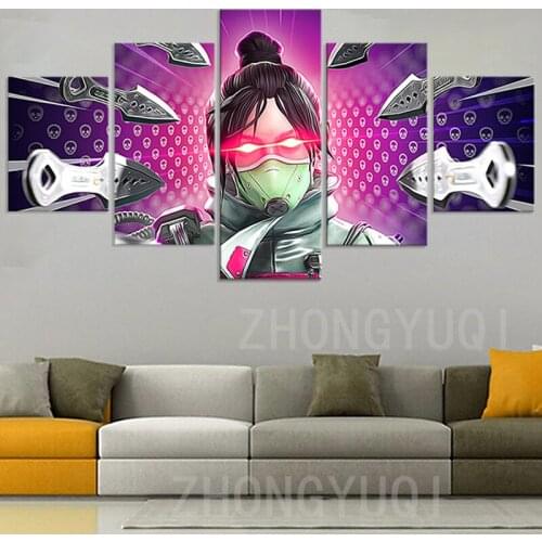 5pcs Apex Legends Game Evil spirit （Ghost）Characters HD Printed Posters Picture Oil Painting on Canvas for Home Decor