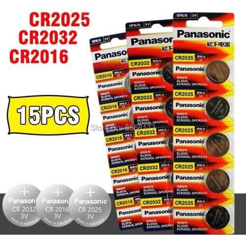 PANASONIC 15Pcs original brand new battery for cr2032 cr 2025 cr2016 3v button cell coin batteries for watch computer