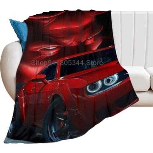 Dodge Car Throw Blanket Fuzzy Warm Throws for Winter Bedding 3D Printing Soft Micro Fleece Blanket