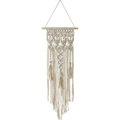 68UE Boho Handwoven Tassels Macrame Wall Hanging Tapestry Ethnic Retro Braided Geometric Pendant Backdrop Home Decoration