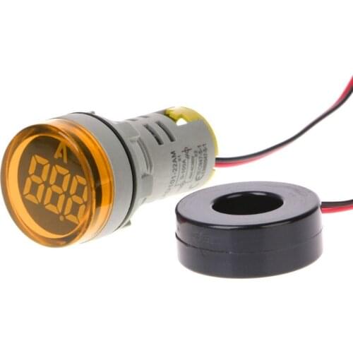 AC220V 22mm Digital Ammeter 0-100A Current Monitor Meter Signal Lamp Amperemeter
