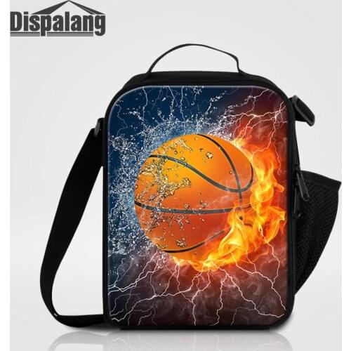 Dispalang Men Portable Lunch Bag Basketball Print Boy Insulated Food Bag Football Custom Men Messenger Reusable School Lunch Box