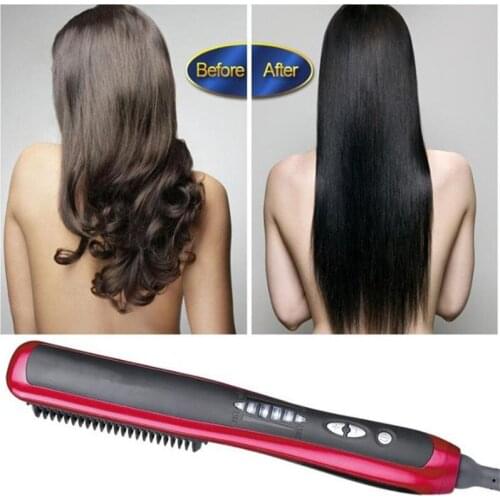 Simply Hair Straighter Brush Straightener Iron Wand Electric Hair Straightening Comb Fast Heating Straight Hairstyling Salon