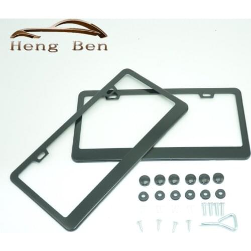 HB Black 2pcs Stainless Steel License Plate Frame Tag Cover Holder For Auto Truck Vehicles Only For American Canada Car