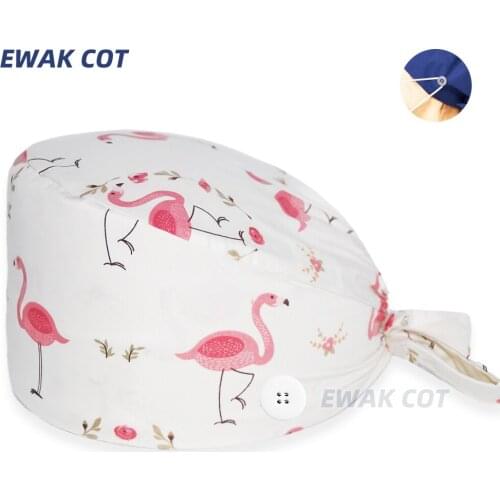Cotton adjustable Beautician scrub hat Cartoon cute printing Beauty Salon hats pet shop laboratory scrubs cap skull hats new