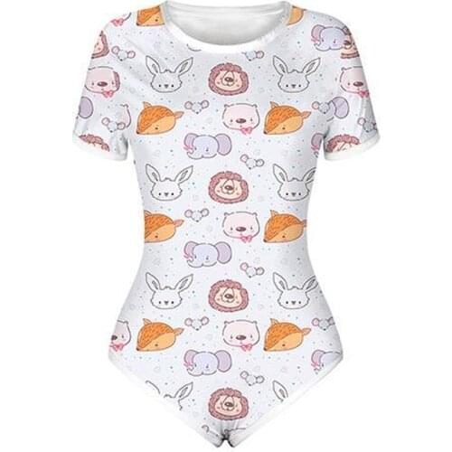 DDLG Adult Bodysuit Diaper Lover Short Sleeve Snap Crotch Adult Onesie Jumpsuits Romper With Printed Unicorn For Adult Baby Boy