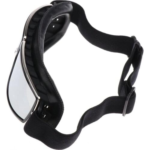 Motorcycle Retro Goggle Glasses For Harley Helmet Pilot Cruiser Riding Black