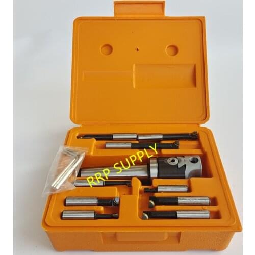MT4 taper set=1pc F1-1/2" 50mm boring head+MT4 shank+9pcs 1/2" 9pcs boring bar set, Drawbar thread: M16, boring head set