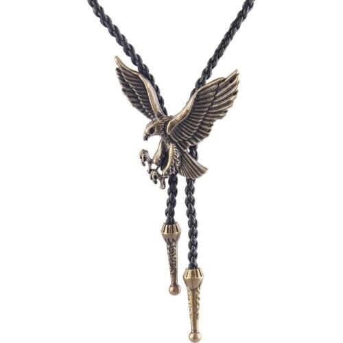 Mens Poirot Necklace Ornament woven leather Necklace Eagle pendant Alloy animal necklace silver gothic jewelry charms
