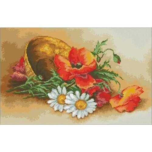 Poppies and daisies patterns Counted Cross Stitch 11CT 14CT 18CT DIY Chinese Cross Stitch Kits Embroidery Needlework Set