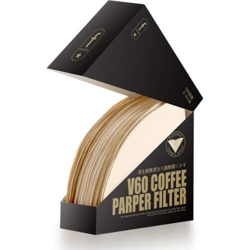 100Pcs V-type natural non bleached conical coffee filter paper coffee powder filter paper drip coffee pot filter paper