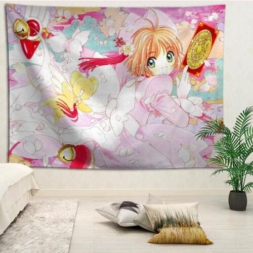 New arrival custom Cardcaptor Sakura printing tapestry More Size home living room bedroom decorative wall blanket