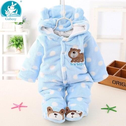 Baby girls Plus velvet thicker coat infant newborn warm jumpsuits for girl toddler cotton hooded clothes new born kids Footies