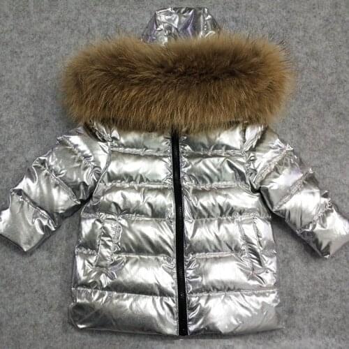 Thicken Hooded Overcoat Girls Winter Jacket 2-12T Children Outerwear Gold Silver Coats Duck Down Coat for Boys Parkas Snow Wear