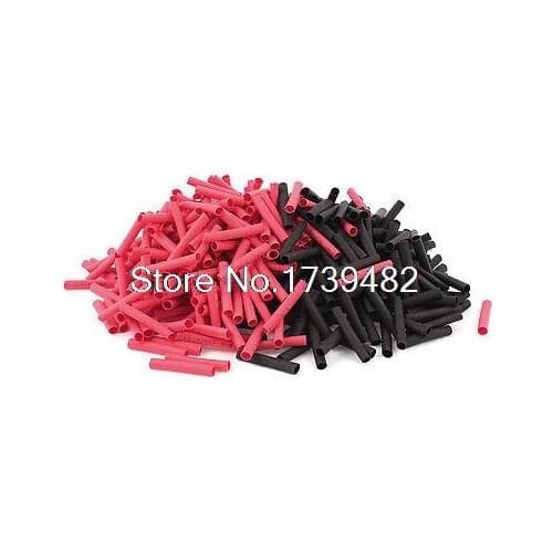 Red Black 3.5mm Dia 2:1 Polyolefin Heat Shrink Shrinkable Tube 30mm 600pcs