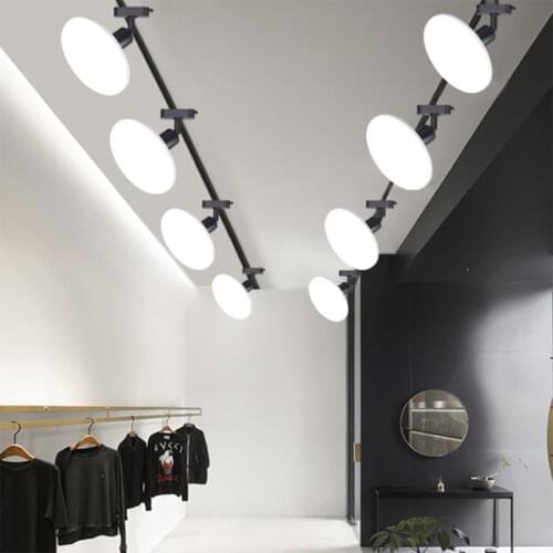 36W Angle Adjustable LED COB Track Light Aluminum Ceiling Track Lighting Modern Round Rail Spotlights For Home Living Room Store