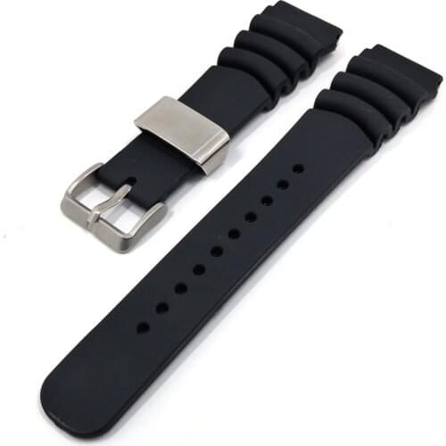 Watchband Silicone Rubber Band Men Sports Diving Black Strap for Water Ghost Wristwatch Belt Watch Accessories 22/24mm