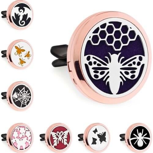 Rose Gold Color Butterfly Dragon Spider 30mm Magnet Open Essential Oil Car Vent Clip Perfume Diffuser Locket Free 10 Pads