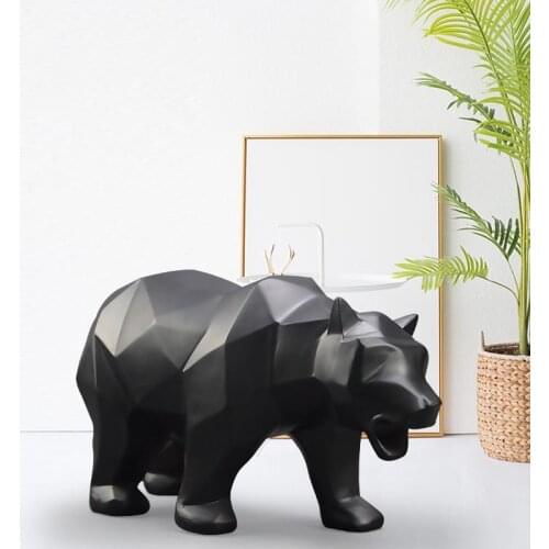 Nordic Creative Resin Geometric Model Black Bear Sculpture Simple Modern Art Statue Home Decoration Living Room Figurine Crafts