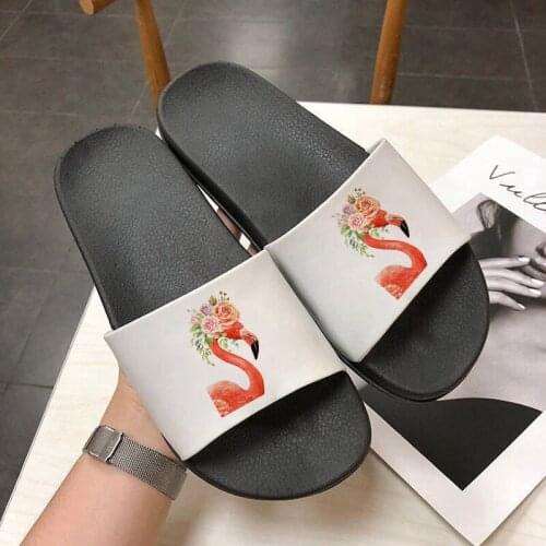 Flamingo Summer slippers Women Slides Cartoon Thick Bottom Beach Slides Bathroom Slide Sandals Women Couple Girls Shoes
