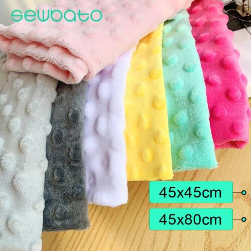 SEWBATO 45x45/80cm Minky Dot Fabric For Sewing Clothes 31 Colors Super Soft Plush Fabric Eco-friendly Polyester Handwork Fabric