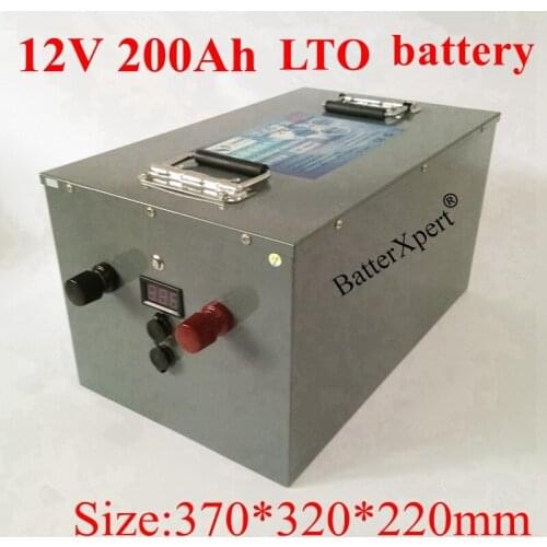 Waterproof 12v 200ah LTO Battery Pack Lithium Titanate BMS 5S for Boat RV Solar Energy Storage Monitor Computer +10A Charger