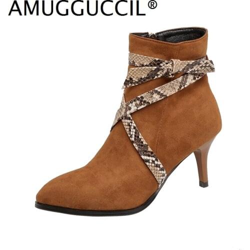 2020 New Plus Big Size 34-48 Black Brown Zip Fashion Sexy Mid Heel Winter Autumn Girl Female Women Ankle Boots X2064