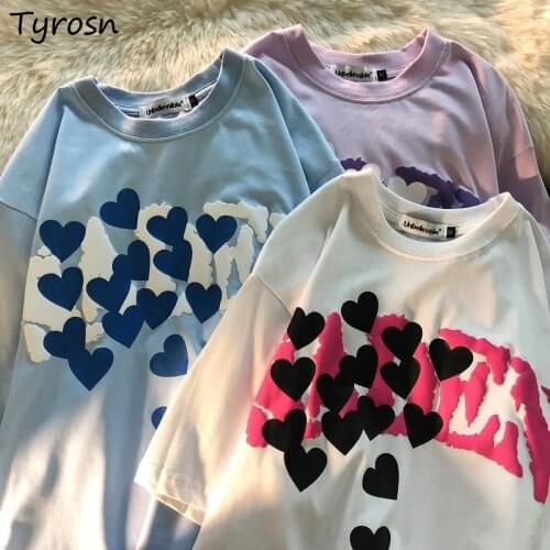 Short Sleeve T-shirts Women Print Sweet Lovely Tender Ulzzang Students Fashionable Loose Casual Tshirts All-match Couples Daily