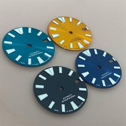 Golden Sea Blue Dial Green Luminous 28.5mm Watch Dial For NH35 Aumatic Movement Spare Parts