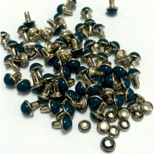 100pcs 6.5MM Round Montana Blue Acrylic Bag Belts Rivets Punk Rock Spike Rivets With Silver Color Base Fit DIY Shipping Free