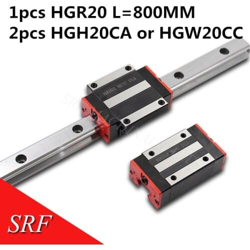 20mm Square Linear guide HGR20 L=800mm linear rail with HGH20CA or HGW20CC block carriage