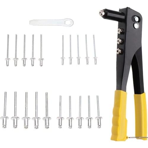 200Pcs Boxed Blind Rivet Round Head Pull Studs Aluminum Rivet 2.4/3.2/4.0/4.8Mm + Yellow Rivet Gun