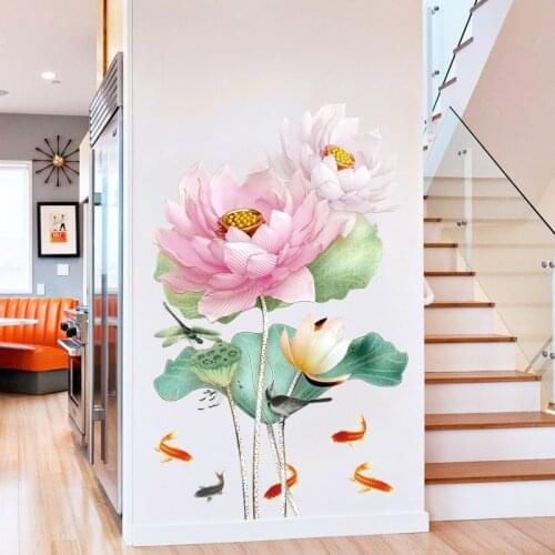 3D Lotus Wall Stickers Flowers Teen Room Decor Bedroom Living Room Backdrop Wall Decoration Art Mural Home Office Decor