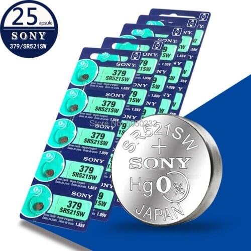 25pc FOR SONY 1.55V 379 SR521SW D379 SR63 V379 AG0 Button Batteries For Watch Toy Remote Cell Coin Battery