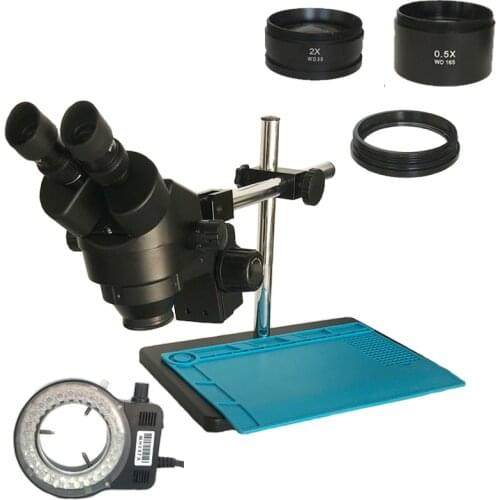 Continue Zoom Binocular stereo microscope 7-45X with Big size metal stand+Multi-axis Adjustable Metal Arm 10X/20 Eyepieces