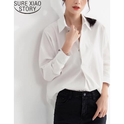 Office Lady Women White Long Sleeve Shirts and Blouses 2021 Spring Autumn Chiffon Casual Shirt Plus Size Loose Blouse Tops 10239