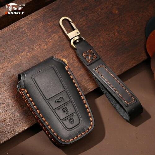 Dandkey For Toyota Hilux Fortuner Land Cruiser Camry Leather Car Key Case Cover Protection Smart Remote Key Shell Bag Only Case
