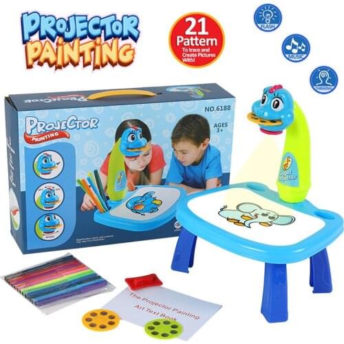 Children Led Projector Art Drawing Table Toys Kids Painting Board Desk Arts Crafts Educational Learning Paint Tools Toy for Girl