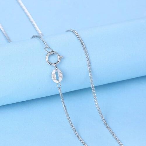 Elegant Sweater chain Necklace 1 mm 40CM/45CM length Solid 925 Sterling Silver Wedding Chain Necklace White Gold Color