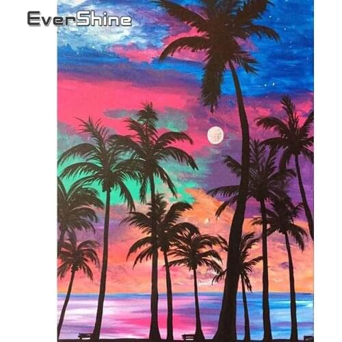 EverShine Diamond Embroidery Sunset Cross Stitch Kit 5D DIY Diamond Painting Tree Picture Rhinestones Landscape Handicraft