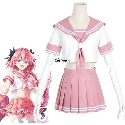 FGO Fate Grand Order Apocrypha Rider Astolfo Asutorufo JK School Uniform Sailor Suit Tops Skirt Outfit Anime Cosplay Costumes