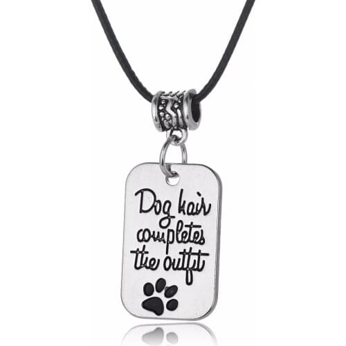 Geometric Dog Cat Tag Pet Paw Print Pendant Necklace Dog Hair Completes The Outfit Charm Women Men Animals Lover Necklaces Gifts