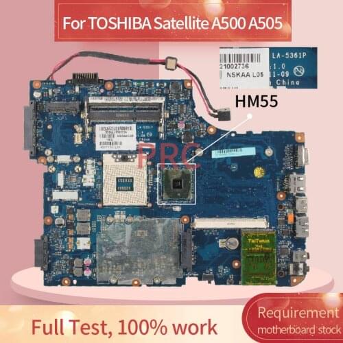 K000093520 For TOSHIBA Satellite A500 A505 Notebook Mainboard NSKAA LA-5361P HM55 DDR3 Laptop Motherboard