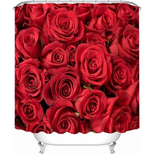Beautiful Rose Pattern 3D Shower Curtain Polyester Fabric Waterproof Shower Curtain Eco-Friendly Bathroom Curtain Home