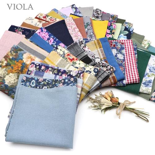 Floral Solid Double-Side Handkerchief 100% Cotton Hankie 25cm Women&Men Casual Daily Party Wedding Pocket Square Gift Accessory