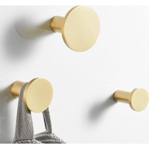Brass Decorative Hooks Wall Door Clothes Coat Hat Hanger Gold Kitchen Bathroom Rustproof Towel Hooks-1Pack