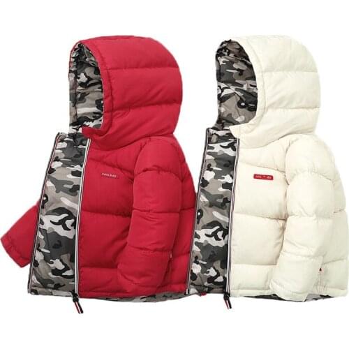Boys Coats Winter Kids down cotton jacket Childrens' jacket Parka for Girl Camouflage Wearable on both sides Baby Clothing