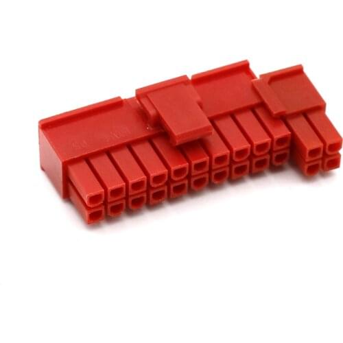 Angitu Molex 20+4Pin 24Pin ATX Connector Red 4.2mm CPU Male Housing 5557 Connector Motherboard 20 4Pin Plug-10pcs