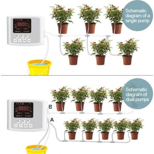 Garden Drip Irrigation Device 1/2 Pump Controller Timer System Solar Energy Intelligent Automatic Watering Device for Plants