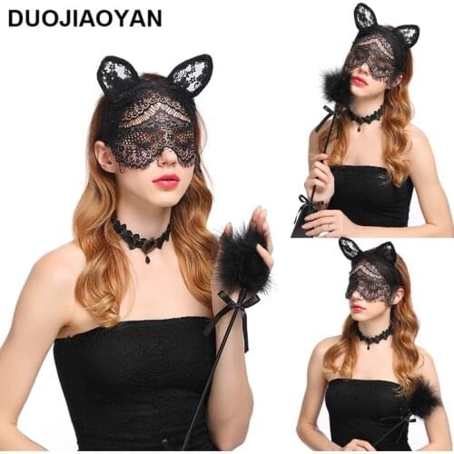 DUOJIAOYAN 2020 New Sexy Cat Ears Hairband Girls Party Headband Black Animal Headwear Women Hair Hoop Night Fancy Dress Costume